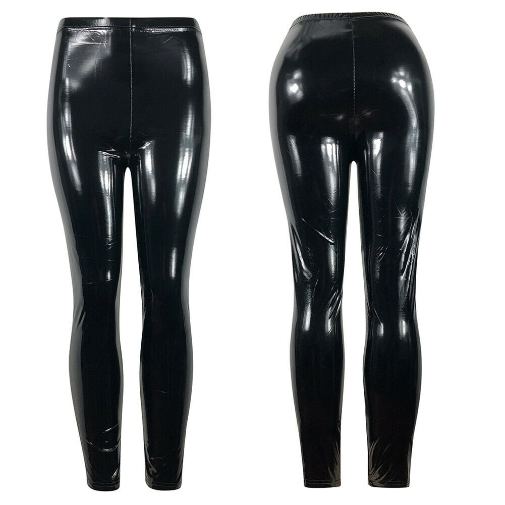 Ladies Womens Wet Look PU Leather High 