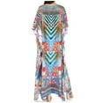 thumbnail image 2 of Sakkas Jabari Women's Maxi Short Sleeve Long Beach Kaftan Dress Boho Loose Gown - 459 - One Size, 2 of 5