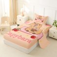 thumbnail image 2 of Manfei Kawaii Capybara Twin Sheets,Lovely Alphabet Print Bedding,Orange,3 Pieces,1 Fitted Sheet and 1 Pillowcase, 2 of 6
