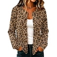 thumbnail image 3 of KLHDSF Women's Leopard Print Knit Cardigan Button Down Long Sleeve Crew Neck Slim Fit Fall Streetwear Casual Jacket for Women Coffee XXL, 3 of 8
