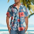thumbnail image 2 of ZCFZJW Hawaiian Shirts for Men Trendy Summer Short Sleeve Tropical Floral Printed Button Down Graphic Holiday Beach Vacation Tees Tops Multicolor#19 XXXL, 2 of 5