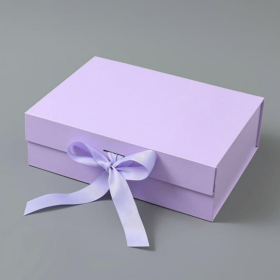 XmhyTop-A 1 Pcs Purple Collapsible Gift Box 22*16*8.8cm Party Favor Boxes, Wedding Favor Boxes, Paper Gift Box with Ribbon, Reusable Gift Box