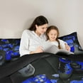 thumbnail image 4 of jejeloiu Gaming Twin Bedding Sets 7-Piece,Teen Video Game Bedding Comforter Set,Blue Gamepad Sheet Sets For Boys Girls,Super Cozy Bedroom Decoration Reversible, 4 of 8