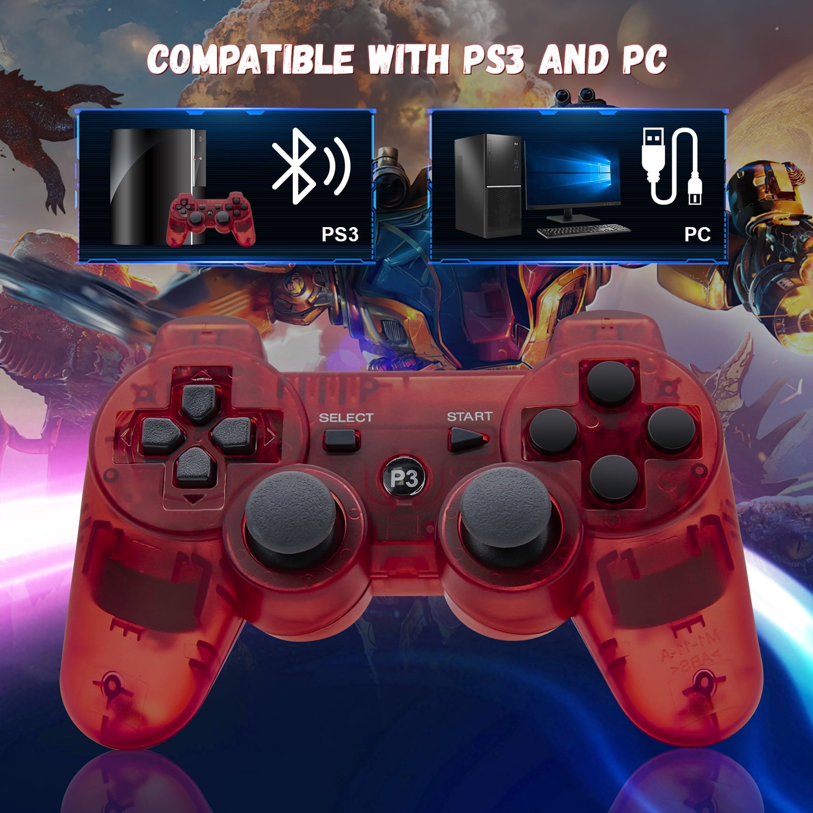 Tekdeals wireless blue bluetooth double shock game controller for ps3 playstation 3 2025