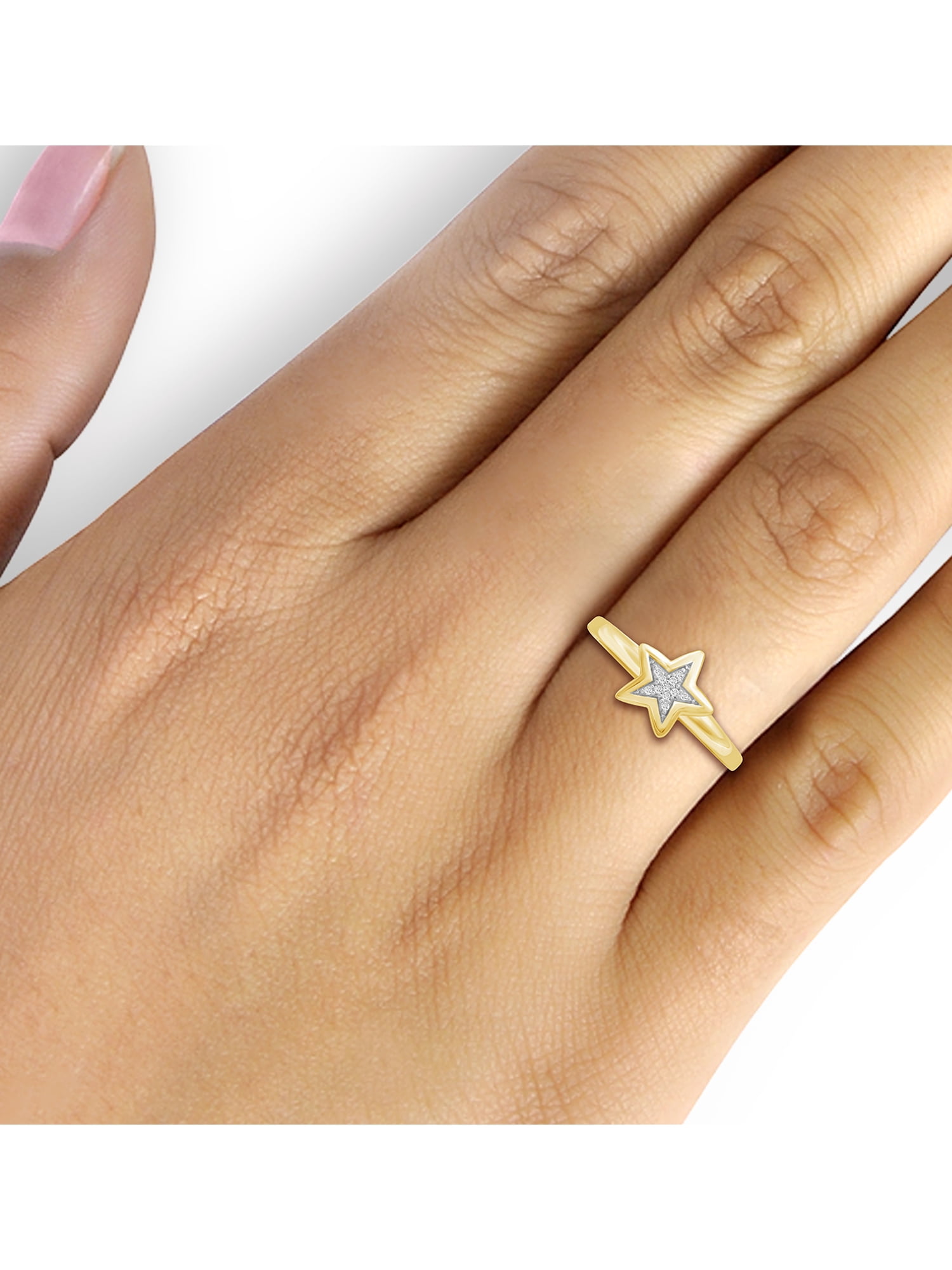 JewelersClub Diamond Rings for Women – Accent White Diamond Ring Jewelry– 14K Gold-Plated Silver Bands for Women –– Ring by JewelersClub