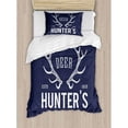 thumbnail image 3 of Ambesonne Hunting Deer Hunter's Club Logo Design with Antlers Retro Typography Shabby Icon Duvet Cover Set, 3 of 3