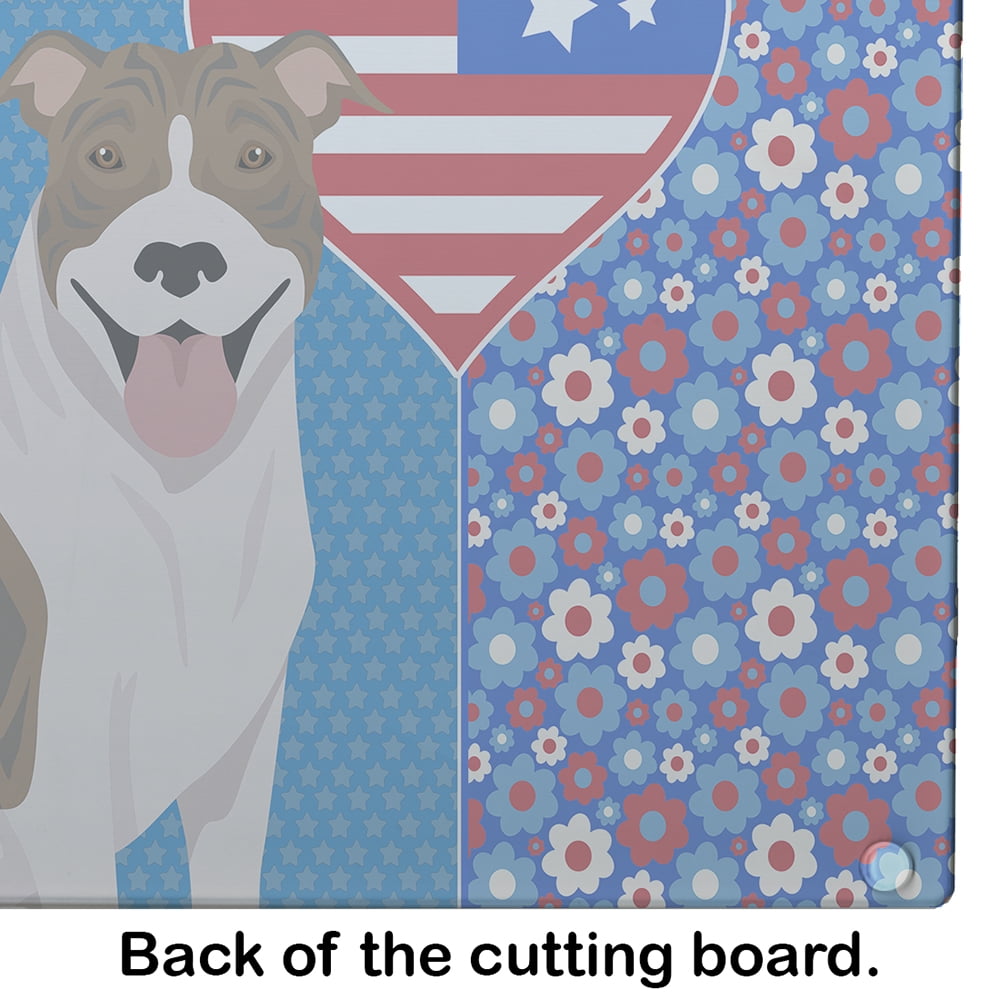 Fawn Brindle Pit Bull Terrier Glass Cutting Board Large 12 in x 15 in