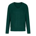 thumbnail image 5 of Capreze Winter Warm Sweater Jumper for Women Cable Knitted Tops Casual Long Sleeve V Neck Pullover Work Chunky Pullovers Green S, 5 of 8