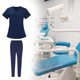 thumbnail image 2 of Conjuntos de uniformes de enfermería para mujeres, uniformes de SPA, cintura elástica, manga corta, transpirable, uniforme de trabajo sencillo, ropa , Azul Salvador Exfoliante de enfermería, 2 of 10
