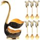 thumbnail image 1 of juego de cucharas de café de metal con forma de cisne, soporte para cucharas de postre, estante de almacenamiento para cucharas de cisne, 1 of 6