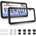 thumbnail image 1 of YWC-Black Carbon Fiber License Plate Frame, 2 Pack Car Plate Frame with Fasteners and Screws, Waterproof Plastic Number Plate Frame Print Carbon Fiber Pattern, 1 of 4