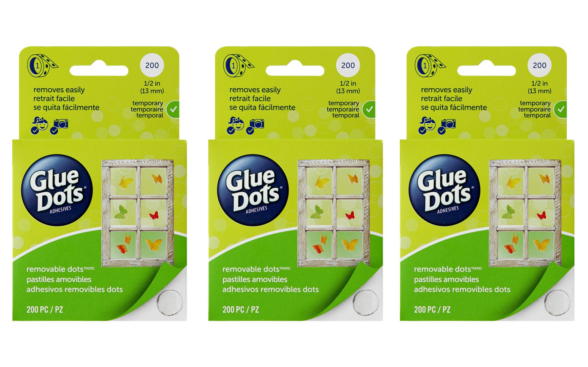 Glue Dots Removable 1/2" Box 3 packs of 200pc Walmart Canada