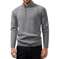 thumbnail image 6 of FRSASU Men's Quarter Zip Golf Pullover Sweater with Mock Collar, thermal Merino Wool, Breathable Soft Fabric Gray, 6 of 6