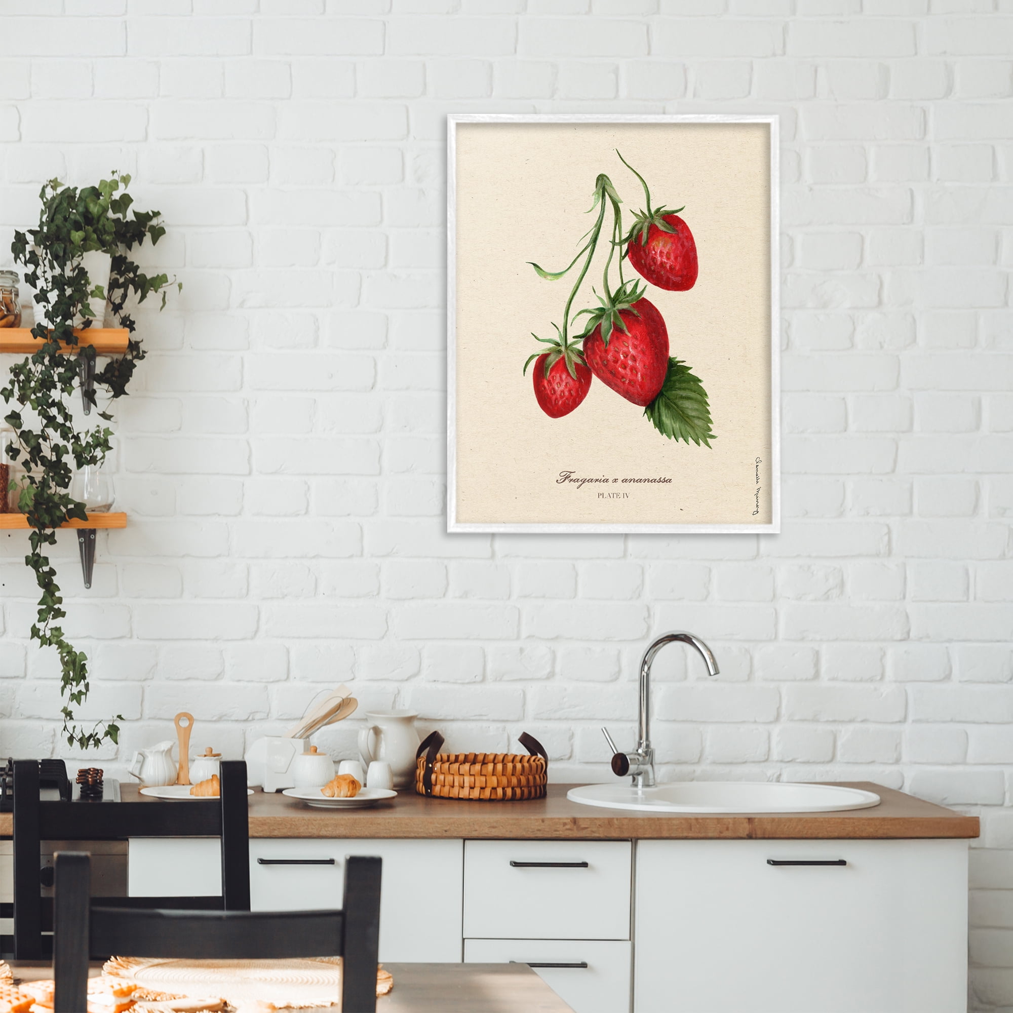 Stupell Industries Strawberry Fruit Portrait White Framed Giclee Art, design by Danielle Murray