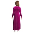 thumbnail image 2 of inlzdz Robe Maxi Renaissance pour Filles en Velours Rétro Robe de Bal pour Princesse Médiévale Tenue de Reine Rose Vif 16, 2 of 7