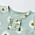 thumbnail image 2 of Toddler Baby Girl Clothes Ruffle Long Daisy Printed Tops with Floral Pants and Headband Set Green 3-6 Months, 2 of 6