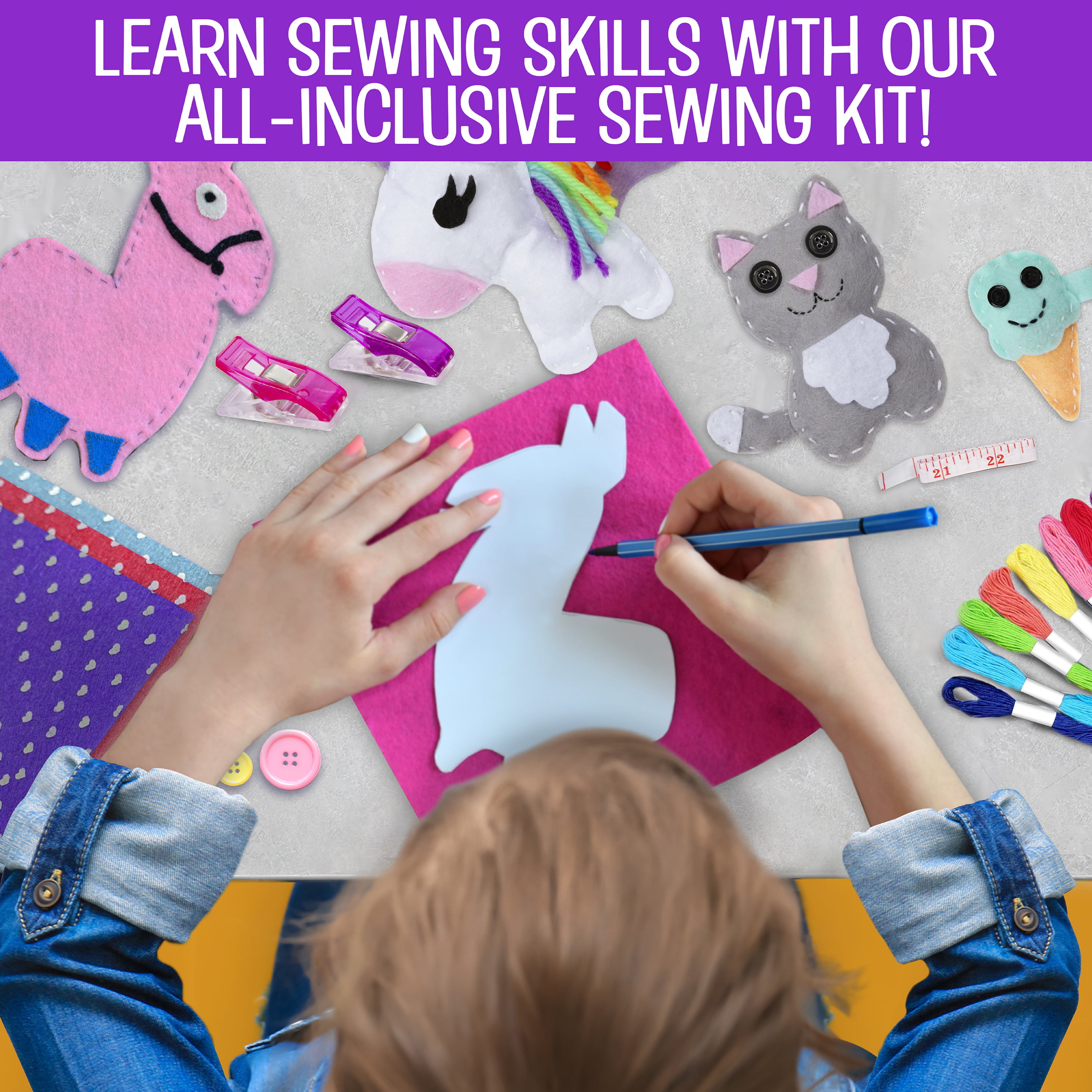  YEETIN Sewing Kit for Kids Ages 6+, Beginner Felt Sewing Craft  Kit, DIY Jungle Stuffed Animals Making Set, Learn to Sew Gifts for Birthday  : Toys & Games