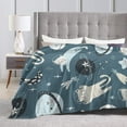 thumbnail image 6 of ZNDUO Cartoon Astronauts Cat Pattern Throw Blanket, Lightweight Cozy Soft Throw Blanket for Couch, 80"x60" Throw Blankets for Bed, 6 of 8