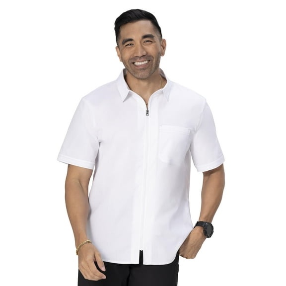 Chef Works Mens Cody Zip Work Shirt, White, 3X-Large