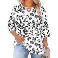 thumbnail image 2 of Babysbule Crewneck with Front Cutout 3/4 Sleeve, Position Print, Blouse & Top (Women's Plus Size), 2 of 6