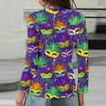 thumbnail image 4 of Mardi Gras Shirts Womens Carnival Long 3/4 Sleeve Green T Shirts Crew Neck Glitter Holiday Tops Dark Purple L, 4 of 6