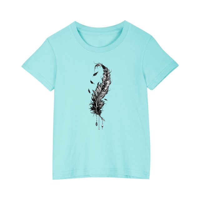 RXIRUCGD 2025 Vêtements d'Été pour Enfants T-shirt Imprimé Mode Mignon Col Rond Manches Courtes