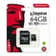 axGear Kingston 64G B Micro Carte Mémoire SD 64G SDHC Classe 10 UHS-I TF w/ Adaptateur SD 64 GB – image 1 sur 3