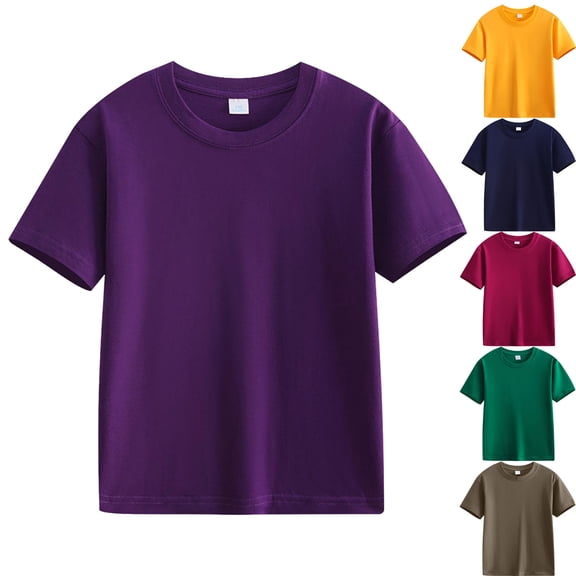 Teyfeniy Short Sleeve Shirts for Toddlers Boys and Girls Summer Casual Classic Crew Neck Solid Color Loungewear Sleeping Going out Activity Pullover Tops T-Shirts Unisex, for 2 to 12 Years