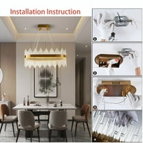 Miumaeov 23.6'' Modern Crystal LED Chandelier Ceiling Light Pendant Lamp 3-Color Living Dining Room Lighting Fixture