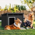 thumbnail image 3 of LOJIAWOWE Indoor Outdoor Dog House for Medium to Large Dogs, Weatherproof Asphalt Roof with Removable Floor & Ventilation, Easy-Clean Design (Gray), 3 of 11