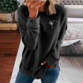 thumbnail image 3 of Gibobby Sudaderas para mujer oferta Sudadera de manga larga con estampado gráfico de letras y cuello redondo para mujer(Negro,M), 3 of 4