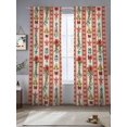 thumbnail image 2 of Christmas Stripes Sheer Curtains 96 inches Long, Bell Flower Stars Snowflakes Linen Light Filtering Sheer Window Curtains Rod Pocket Voile Drapes for Bedroom Living Room, 2 Panels 52"W x 96"L, 2 of 7