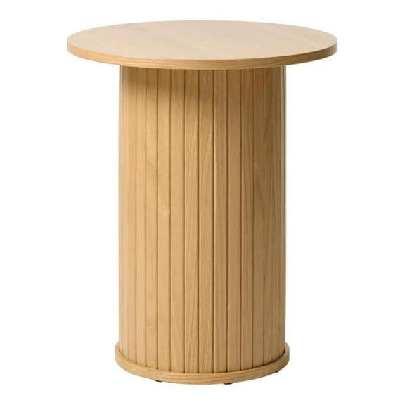 Pemberly Row Modern 20" Round Pedestal End Table in Natural Oak