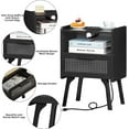 thumbnail image 4 of Rattan Nightstand with Charging Station Set of 2, Bedside Tables Night Stands with Drawer and Storage Shelf, Boho Side Tables for Living Room,Bedroom, Black, 4 of 6