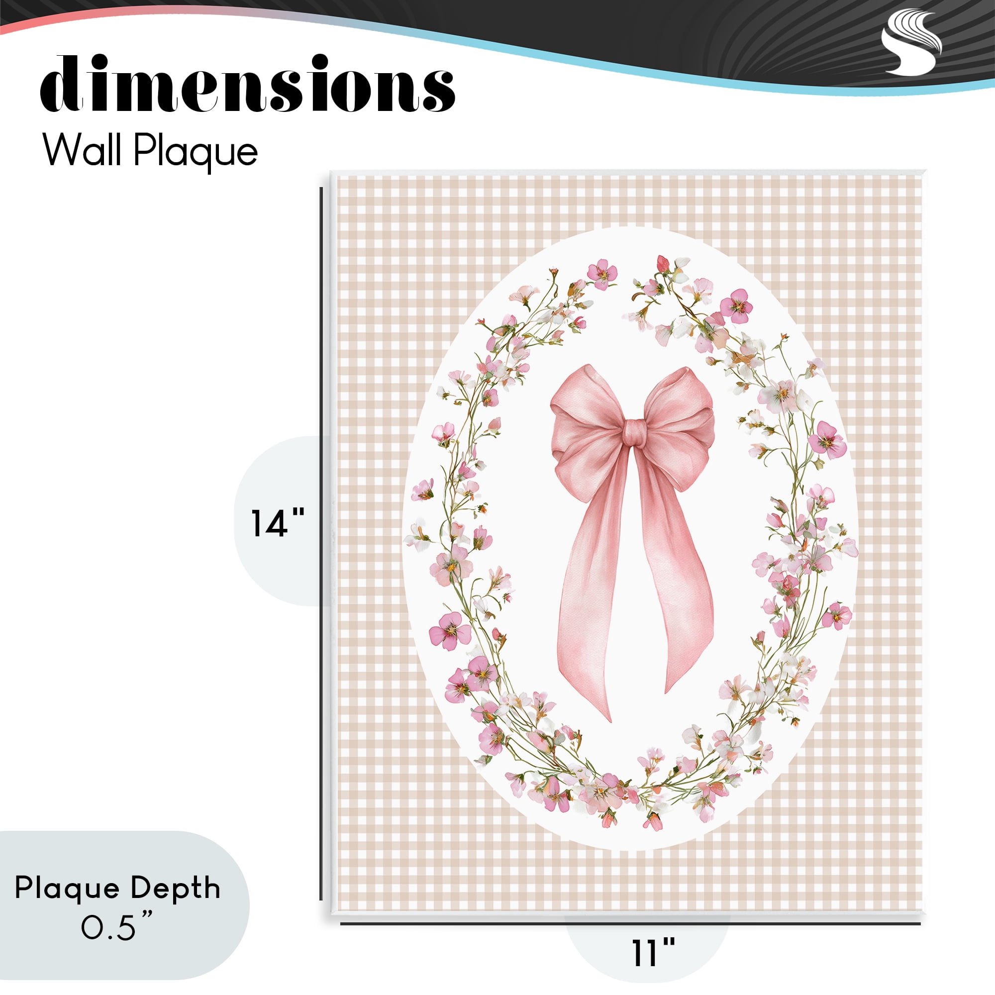 Stupell Industries Feminine Gingham Bow Wall Plaque Art, design by Christine Simpson Art