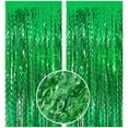 thumbnail image 1 of Cortina de fondo con flecos BOMSI, lámina de oropel verde para fiestas, 1 of 7