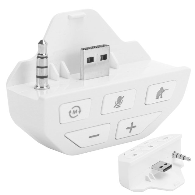 Adaptador de auriculares del Controlador, conecta los auriculares al puertio de audio de 3,5 mm con silenciador de micrófono, botones de equilibrio de juegos y botones de