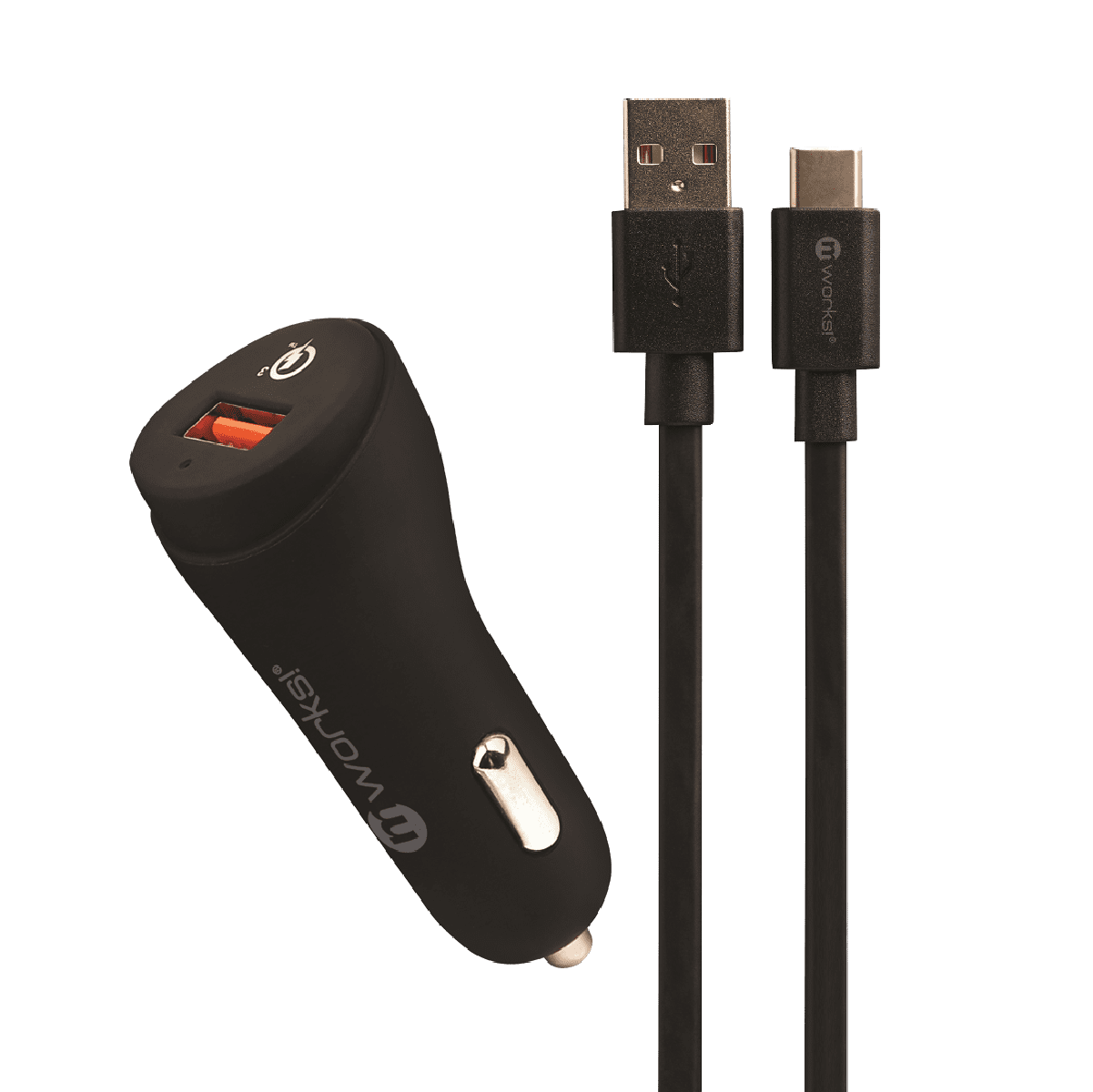 mworks! mPOWER! Quick Charge Single Port Car Charger With TypeC Cable