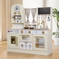 thumbnail image 3 of EDUBEBO Kids Kitchen playset, Wooden Play Kitchen, Height Adjustable, Comes with Various Kitchen Accessories, Ideal Role Play Toy Gift for Toddlers and Kids Ages 3-8 (White), 3 of 9