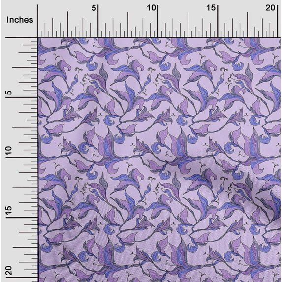 oneOone Cotton Flex Light Purple Fabric Flower Artistic Dress Material Fabric Print Fabric By The Yard 40 Inch Wide