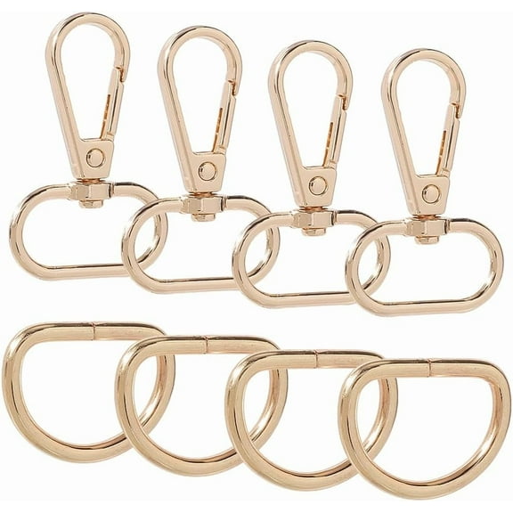 1 Box 20Pcs 10 Sets 1 Inch Swivel Hook and D Ring Lobster Claw Clasps Gold Bulk Alloy Metal Oval Rings Snap Hooks Clips Push Gate Clasp