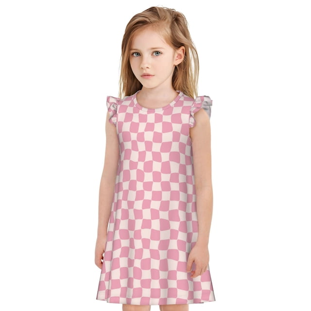 Balery Irregular Plaid Camisón de princesa para niñas, pijama de algodón con mangas abullonadas, suave y bonito.-XX-Large