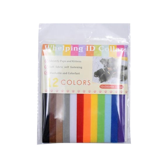 kladzum Puppy Whelping Collars Newborn Pet Collars, 12 Colors Identification Id Collars Bands Whelp Puppy Dog Pet Cat