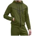 thumbnail image 2 of HOOMEUMY Mens Waffle Jacket Deals Fashion 2024 Trendy Classic Solid Coat Crew Neck Jacket Zipper Design Casual Workout Long Sleeve Clothes Green L, 2 of 6