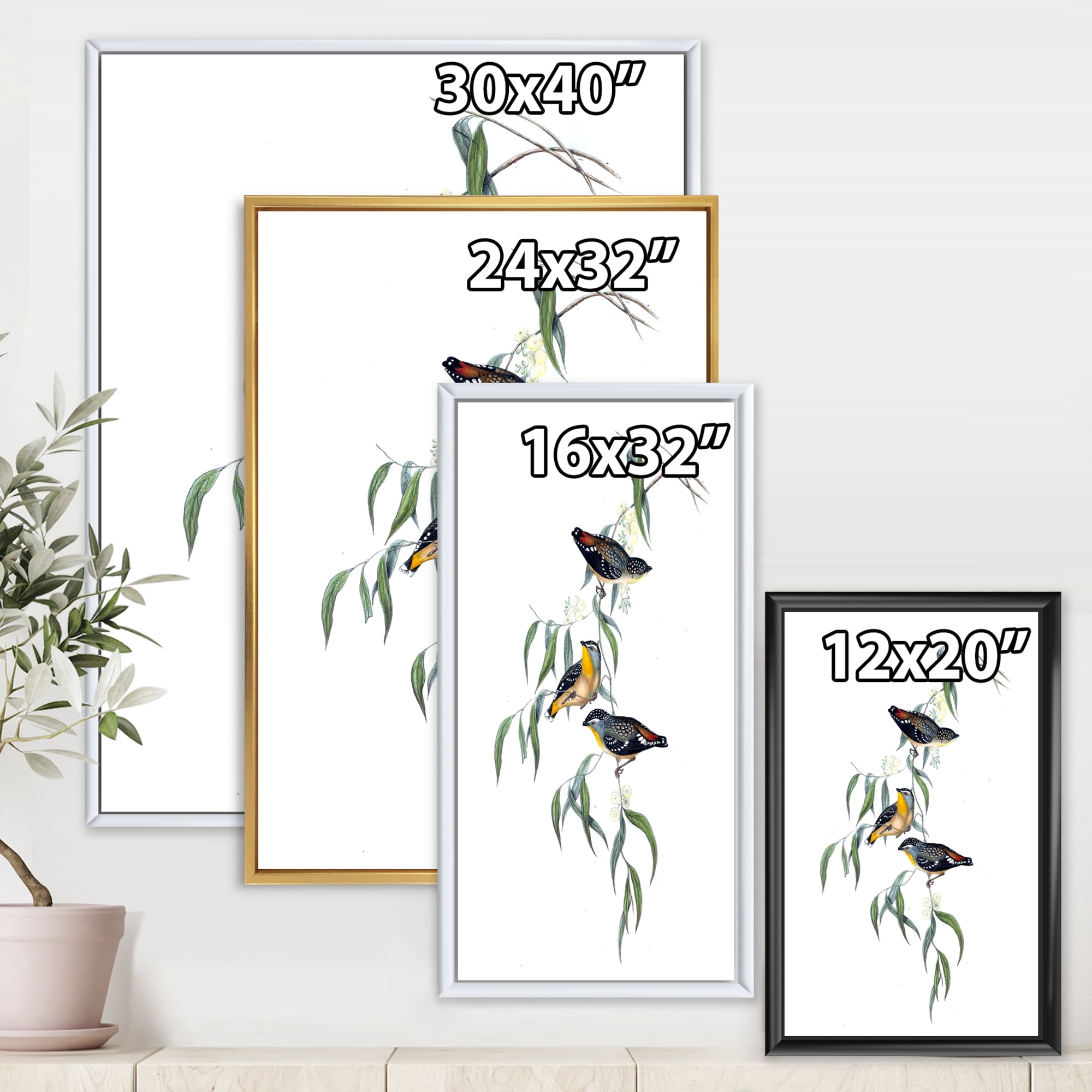 Designart 'Ancient Bird Life III' Traditional Framed Canvas Wall Art Print
