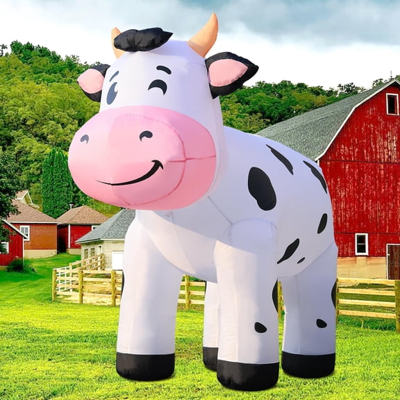 DomKom Inflable Navideño de Vaca Grande de 2m con Luz LED