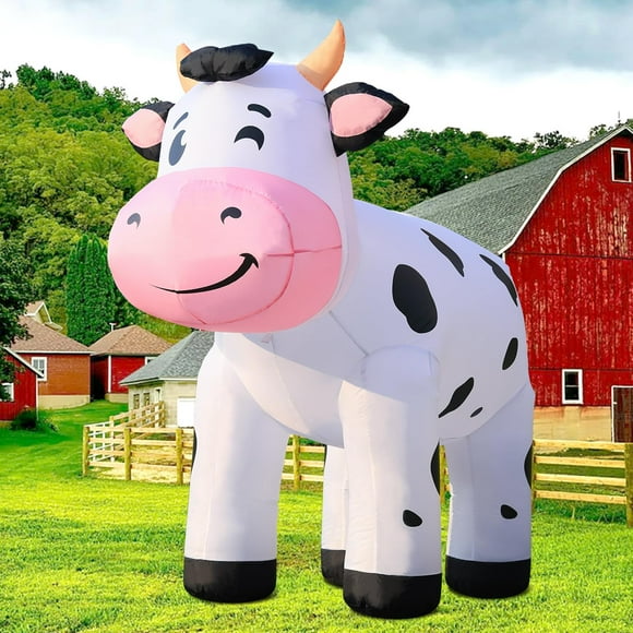 DomKom Inflable Navideño de Vaca Grande de 2m con Luz LED