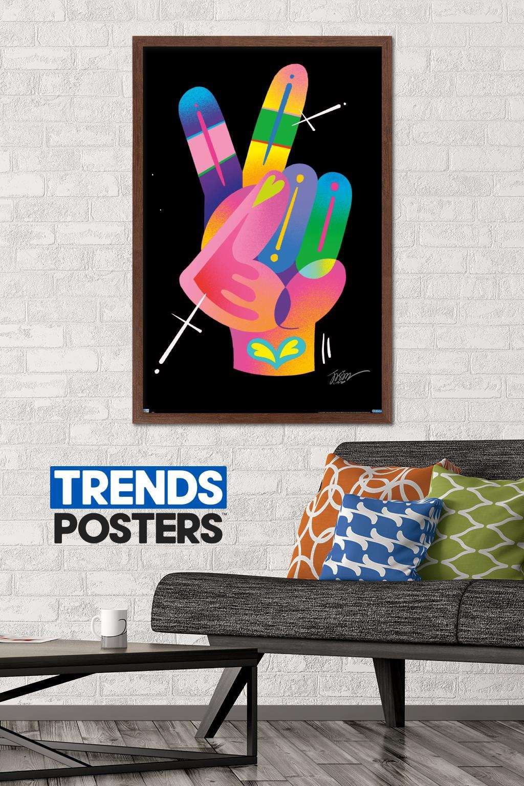Jason Naylor - Peace Sign Hand Wall Poster, 22.375" x 34", Framed