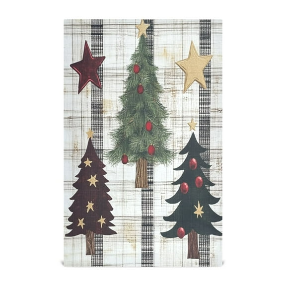 WOBOGO Christmas Trees on Black Lines Pattern Kitchen Towel 1 Piece Large Cotton Dishcloth Premium Absorbency Set with Hanging Loop