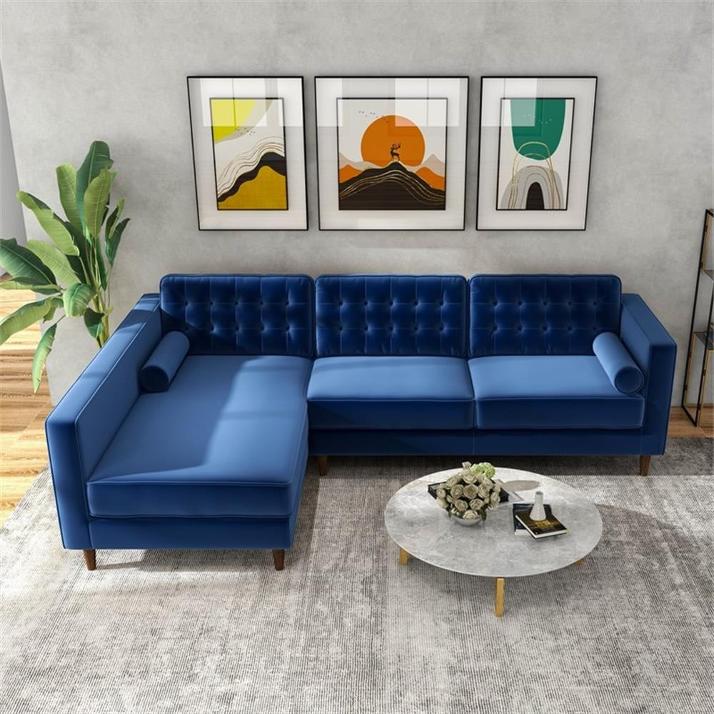 1/26迄 rikoao sofa navy VOUA 78-in Casual Navy Microfiber Sofa in the Couches, Sofas